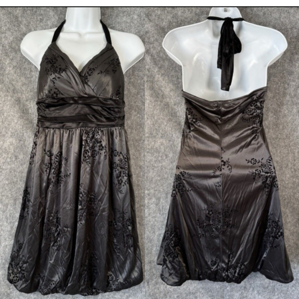 Y2K Babydoll Dress Womens Large Flocked Velvet Whimsigoth Fairycore Goth Bubble